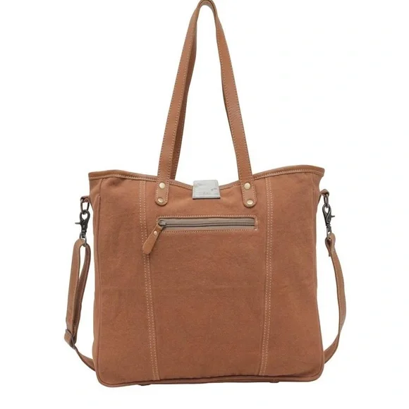 Myra Bag Tori Tote Aztec Native Weave Hair Hide Brown Canvas Tote NWT - Picture 2 of 16